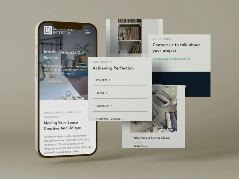Living the Interior homepage on mobile